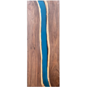 Epoxidharz Tischplatte River Table Blau Walnuss...