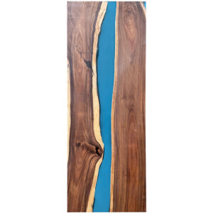 Epoxidharz Tischplatte River Table Blau Walnuss...