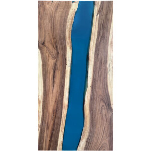 Epoxidharz Tischplatte River Table Blau Walnuss...