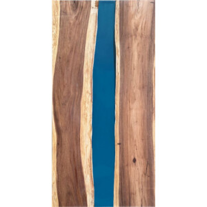 Epoxidharz Tischplatte River Table Blau Walnuss...