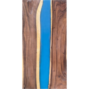 Epoxidharz Tischplatte River Table Blau Walnuss...