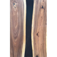 Epoxidharz Tischplatte River Table Schwarz Walnuss...