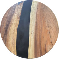 Epoxidharz Tischplatte River Table Rund Schwarz Walnuss...