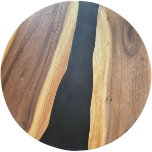 Epoxidharz Tischplatte River Table Rund Schwarz Walnuss...