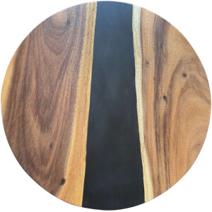Epoxidharz Tischplatte River Table Rund Schwarz Walnuss...