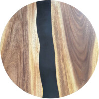 Epoxidharz Tischplatte River Table Rund Schwarz Walnuss...