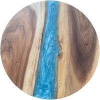 Epoxidharz Tischplatte River Table Rund Blau Walnuss...