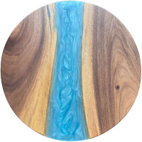 Epoxidharz Tischplatte River Table Rund Blau Walnuss...