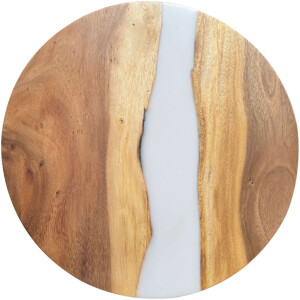 Epoxidharz Tischplatte River Table Rund Weiß...