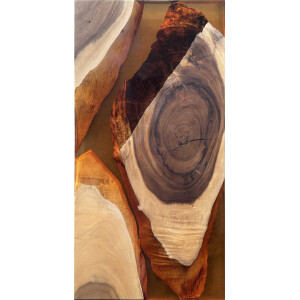 Epoxidharz Tischplatte River Table Rot Walnuss Massivholz...