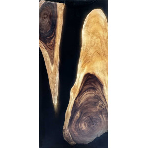 Epoxidharz Tischplatte River Table Schwarz Walnuss...