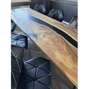 Epoxidharz Tischplatte River Table Hellblau Walnuss...