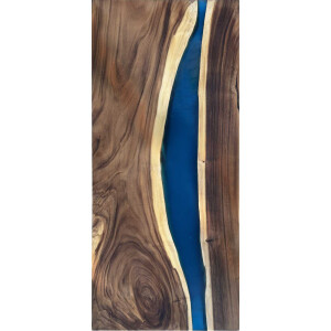 Epoxidharz Tischplatte River Table Blau Walnuss...