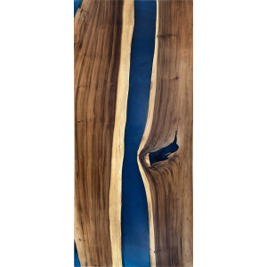 Epoxidharz Tischplatte River Table Blau Walnuss...