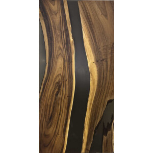 Epoxidharz Tischplatte River Table Schwarz Walnuss...