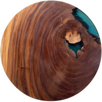 Epoxidharz Tischplatte River Table Rund Blau Walnuss...