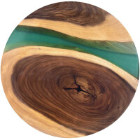 Epoxidharz Tischplatte River Table Rund Blau Walnuss...