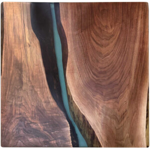 Epoxidharz Tischplatte River Table Transparent Walnuss...