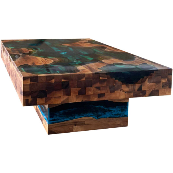 Table en résine époxy River Table Kit complet en bois massif de noyer 1396-795-400 mm