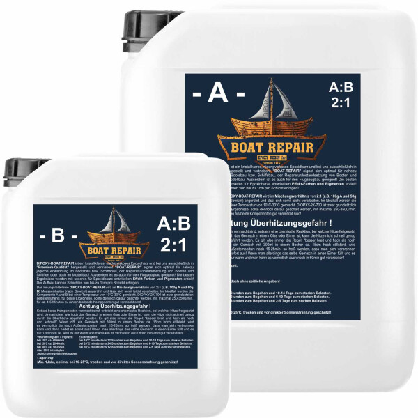 Résine époxy pour Boat Repair 0,75-240 kg de résine époxy Résine de stratification Réparation de bateaux, construction navale, automobile, aéronautique, modélisme, fabrication de moules, prototypage automobile en PRV Résine et durcisseur 2K EP transparen