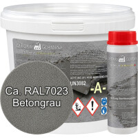 Mortier époxy 2K pour béton, chape & sol avec quartz - réparation & rebouchage 1 kg env. RAL 7023 Gris béton | DIPOXY