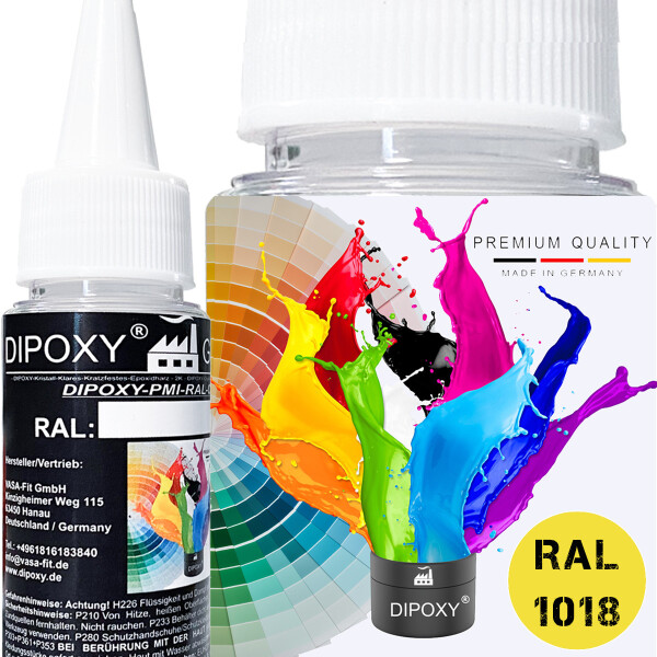Dipoxy-PMI-RAL 1018 JAUNE ZINC Pâte pigmentaire de base extrêmement concentrée Colorant pour résine époxy, résine polyester, systèmes polyuréthane, béton, vernis, peinture liquide, résine synthétique, bijoux