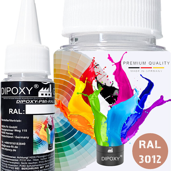 Dipoxy-PMI-RAL 3012 BEIGE ROUGE Pigment de base extrêmement concentré Pâte colorante Colorant pour résine époxy, résine polyester, systèmes polyuréthane, béton, vernis, peinture liquide Résine synthétique Bijoux