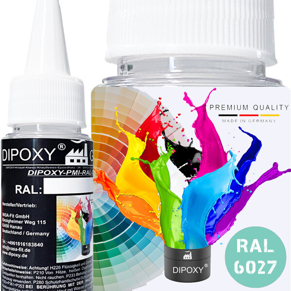 Dipoxy-PMI-RAL 6027 VERT CLAIR Pâte pigmentaire de base extrêmement concentrée Colorant pour résine époxy, résine polyester, systèmes polyuréthane, béton, vernis, peinture liquide, résine synthétique, bijoux